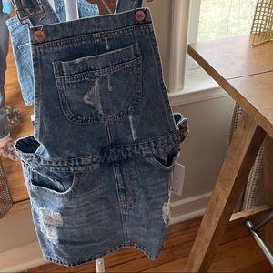 Denim Skirt Overalls